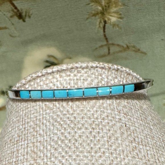Turquoise Inlay Cuff Bracelet Size 6.5” - Picture 1 of 4